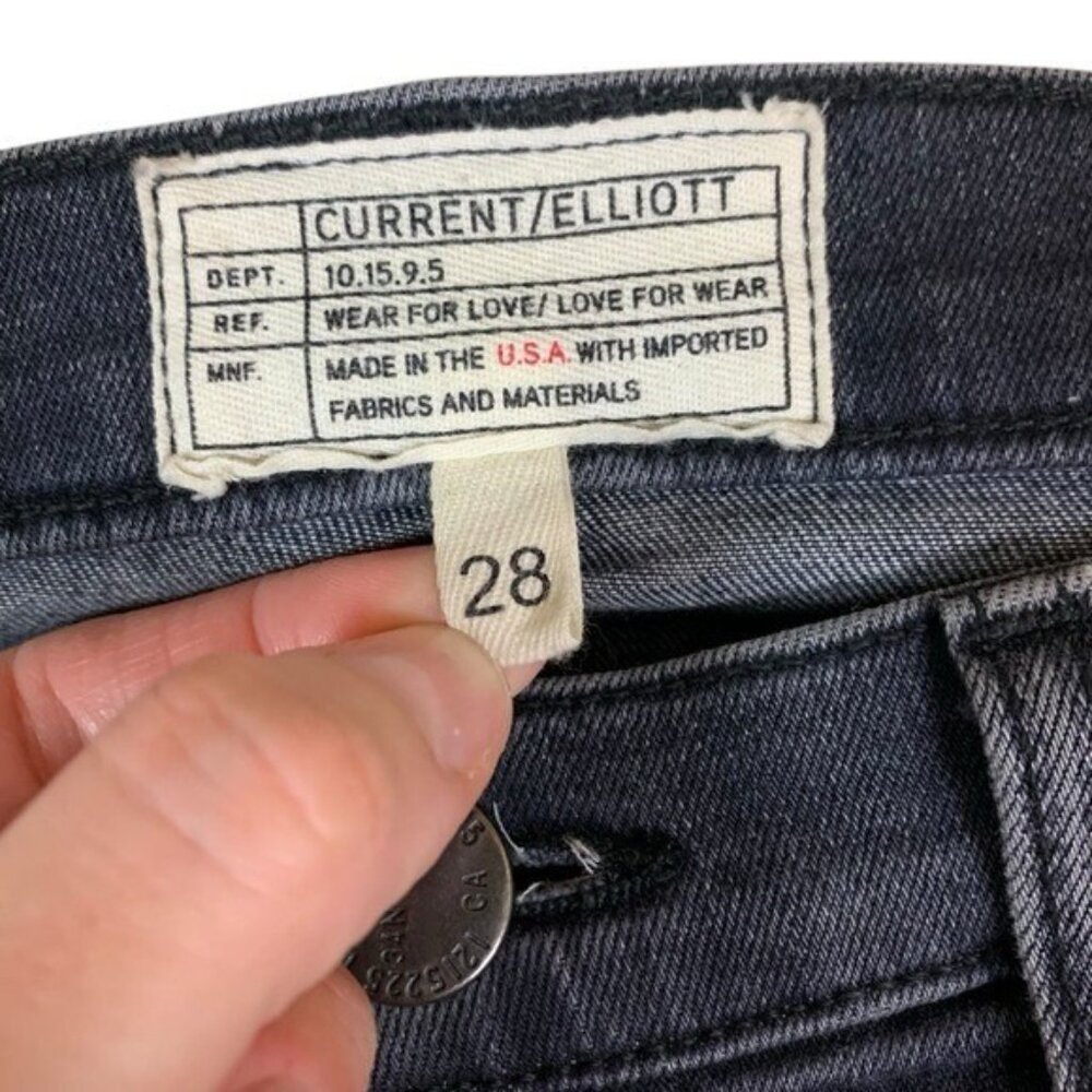 Current Elliott High Waist Skinny Jeans Dark Wash Stretch Denim 28 Gray‎ - Picture 3 of 5